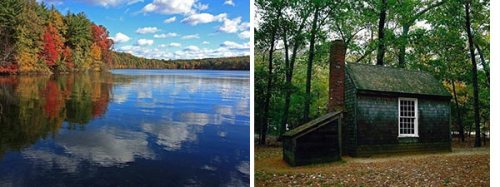 Walden Pond and Thoreaux's cabom